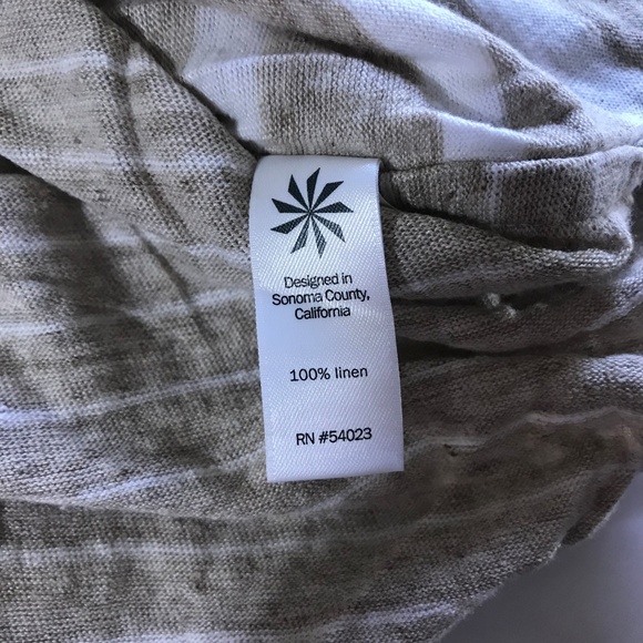 Athleta Tan & White Striped Linen Blouse - Picture 3 of 5